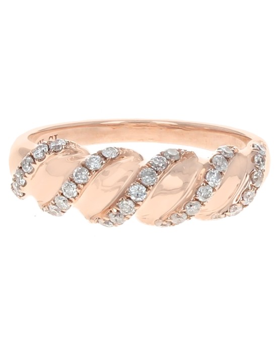 Diamond Wave Ring in Rose Gold